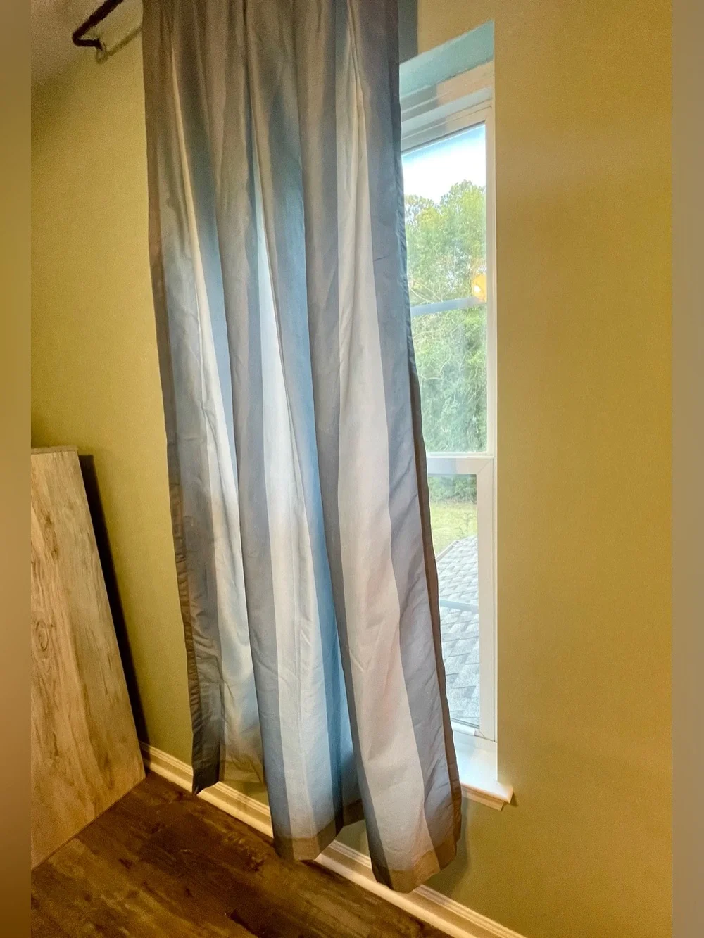 Springs Global Striped Curtain Panels – Set of 2 – Blue & White – Lined – 84”